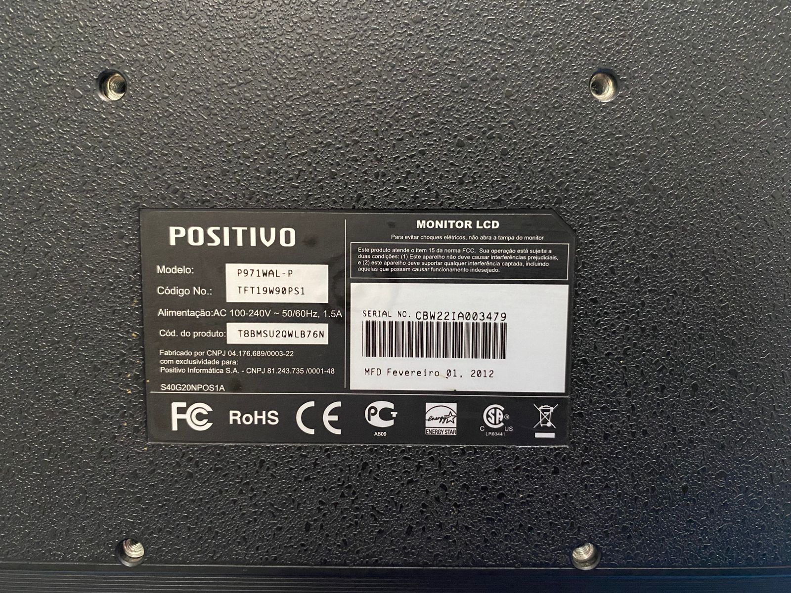 Monitor Positivo P971WAL 18.5" Widescreen (Usado) Base Fixa VGA 1366x768 - Imagem 3