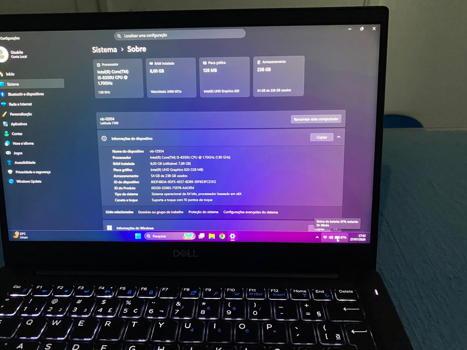 Notebook Dell Latitude 7390 Seminovo | Tela Touch Full HD | i5 8ª | 8GB | 256GB NVMe | Win11 Pro + Office - Imagem 3